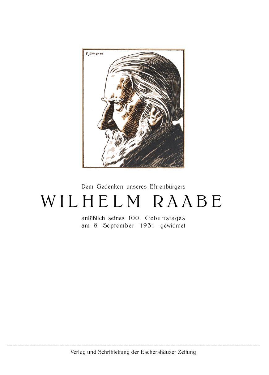 Frontseite der einfachen Ausgabe der Eschershäuser Wilhelm-Raabe-Festschrift von 1931